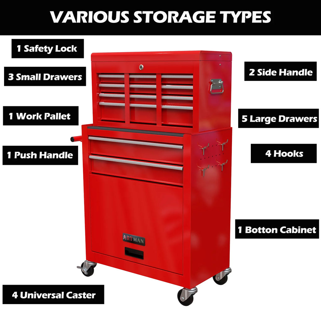 Blue 8-Drawer Rolling Tool Chest with Wheels and Lock Z60320