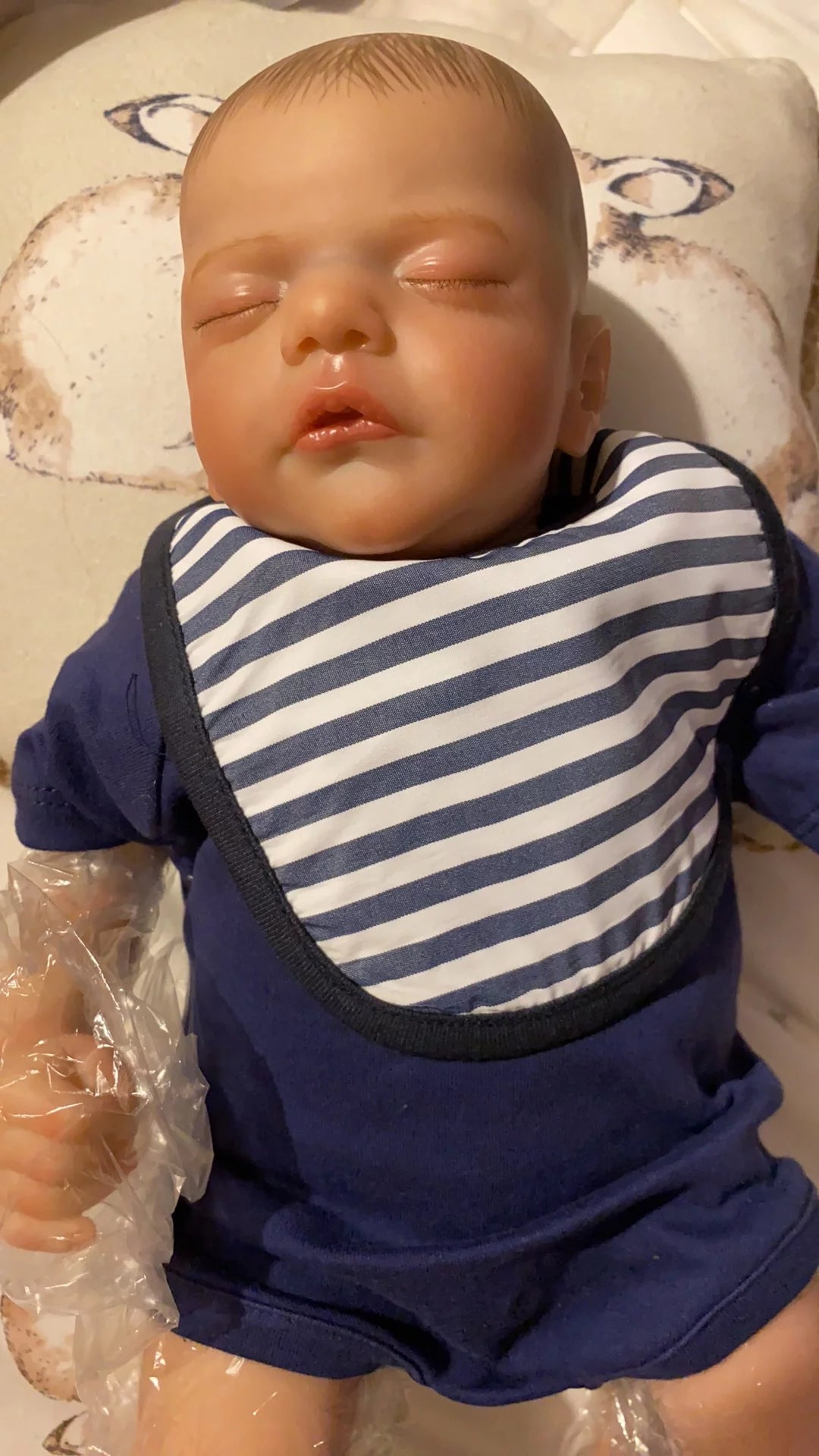 19 inch Soft Vinyl Reborn Baby Sleeping Boy Doll with Cloth Body L4486