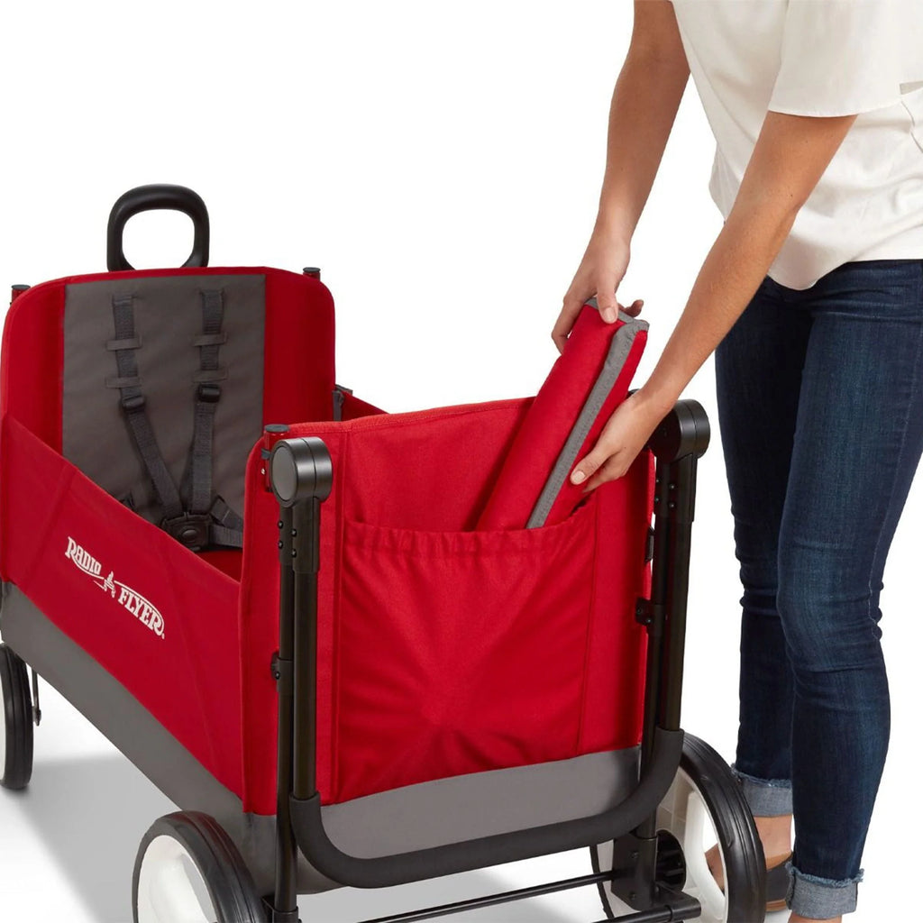 Radio Flyer Convertible Stroll N Wagon with Pull & Push Handle, Red/Black L75586