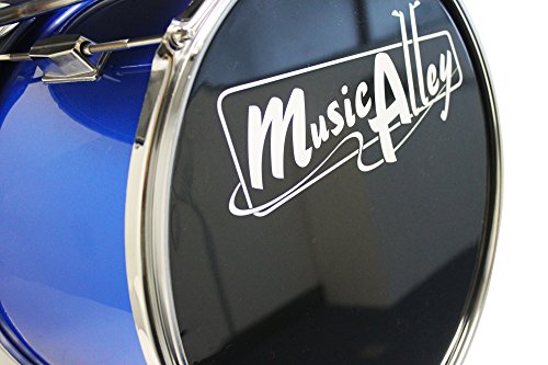 Music Alley 3 Piece Kids Drum Set with Cymbal, Pedal & Sticks, Blue R340