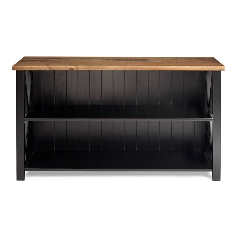 Pemberly Row Solid Wood Farmhouse Storage Console, Barnwood/Black F98902