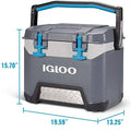 Igloo BMX 25 Quart Cooler with Cool Riser Technology, Fish Ruler, and Tie-Down Points - 11.29 Pounds - Carbonite Gray and Blue,