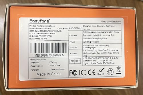 Easyfone Prime-A1 Pro 4G Flip Cell Phone for Seniors with SOS Button and Charging Dock P72360