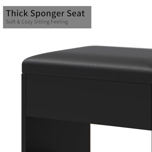 55" Vanity Desk with Charging Station and Lighted Mirror, Black Z765