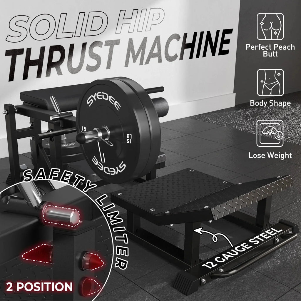 syedee Glute Bridge Machine, Heavy Duty Plate-Loaded Hip Thrust, Red J397479