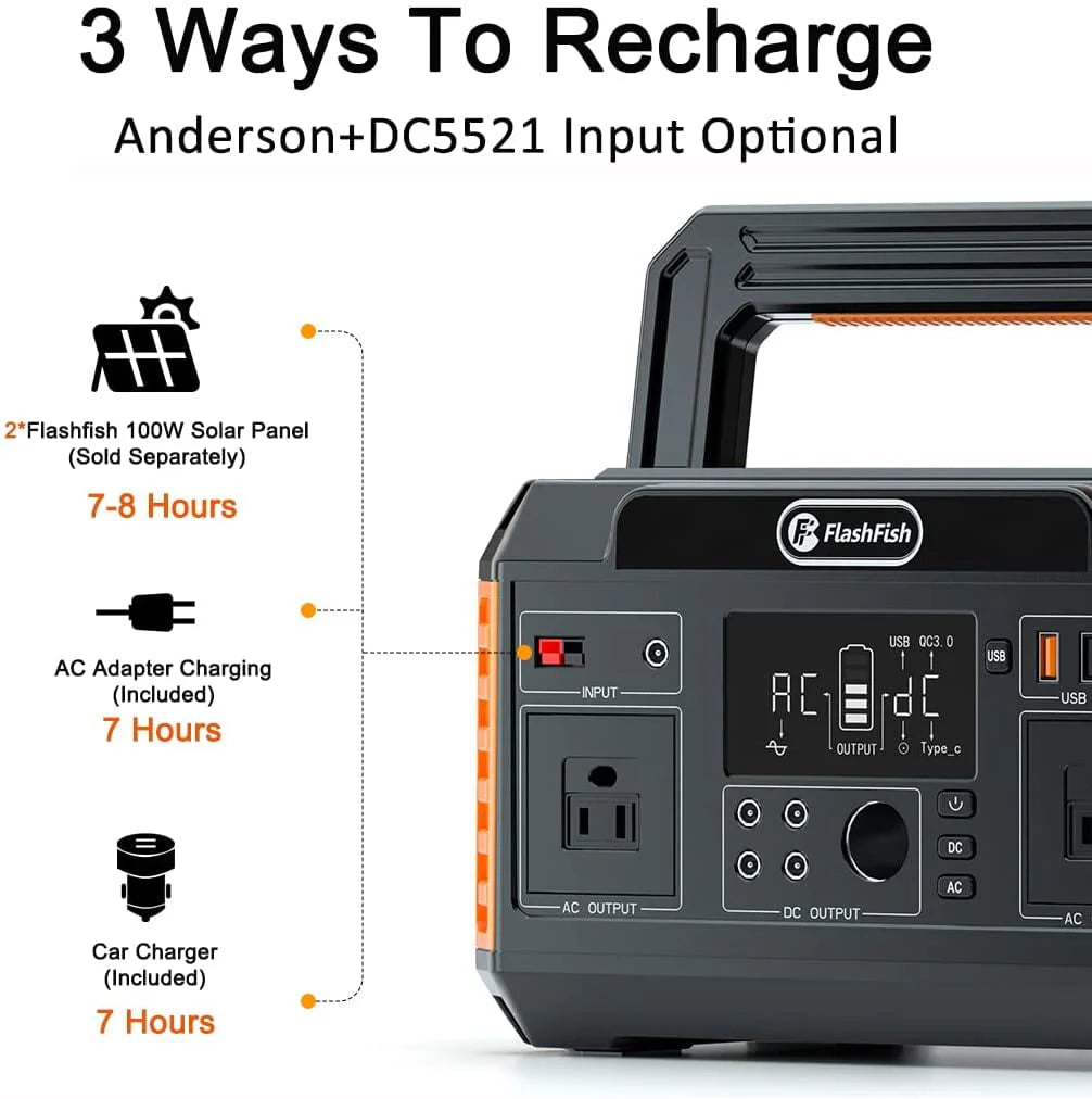 Flashfish 560W Portable Power Station 520Wh Solar Generator Y575