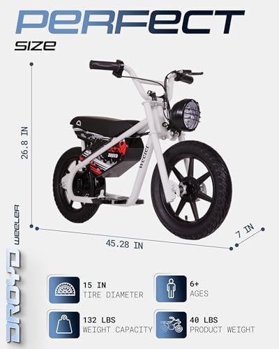 Droyd Weeler Electric Mini Bike for Kids, 200W Motor, 24V 8Ah Battery, Ages 6+ G9123