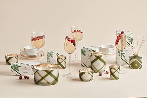Thymes Frosted Plaid Frasier Fir Candle Set – Scented, 3 Oz (2 Pack) Q9281