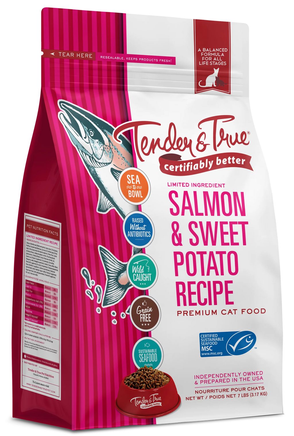 Tender & True Salmon & Sweet Potato Recipe Dry Cat Food, 7 lb bag