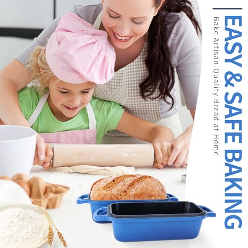 Enameled Cast Iron Bread Pan with Lid, 2 Piece Set, Lake Blue S82842