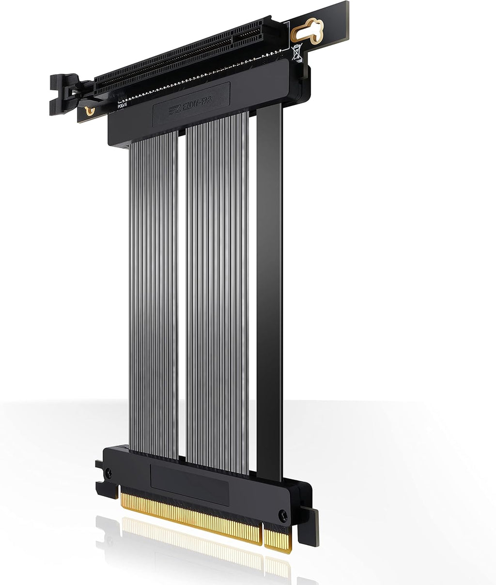 EZDIY-FAB [20cm] PCIE 4.0 16x Extreme High Speed Riser Cable PCI Express Port GPU Extension Card-Right Angle Connector Pack of 2
