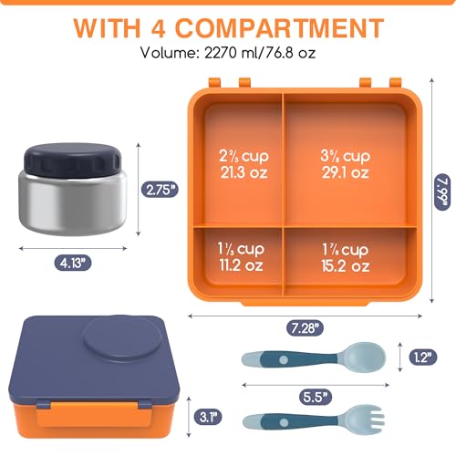 Bento Box for Kids - Leak-Proof Lunch Box with Insulated Thermos Food Jar, Blue O585527