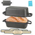 Cast Iron Bread Pan with Lid 9"x5", Set of 2 (Black) N777454
