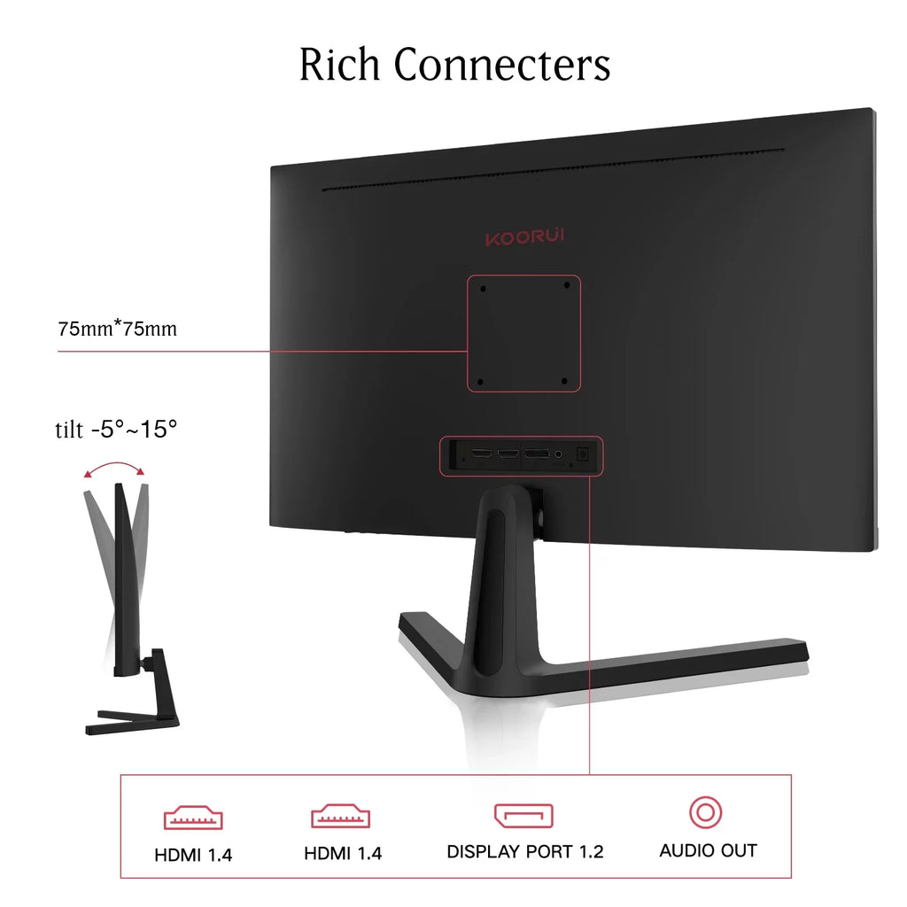 KOORUI 24 inch 165Hz 1ms Gaming Monitor, FHD 1080P VA, HDMI/DisplayPort F265