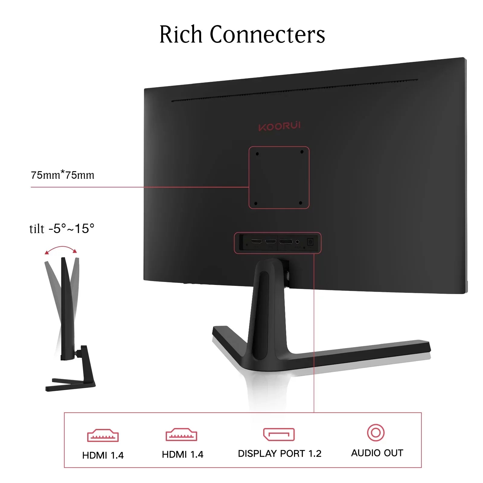 KOORUI 24 inch 165Hz 1ms Gaming Monitor, FHD 1080P VA, HDMI/DisplayPort F265