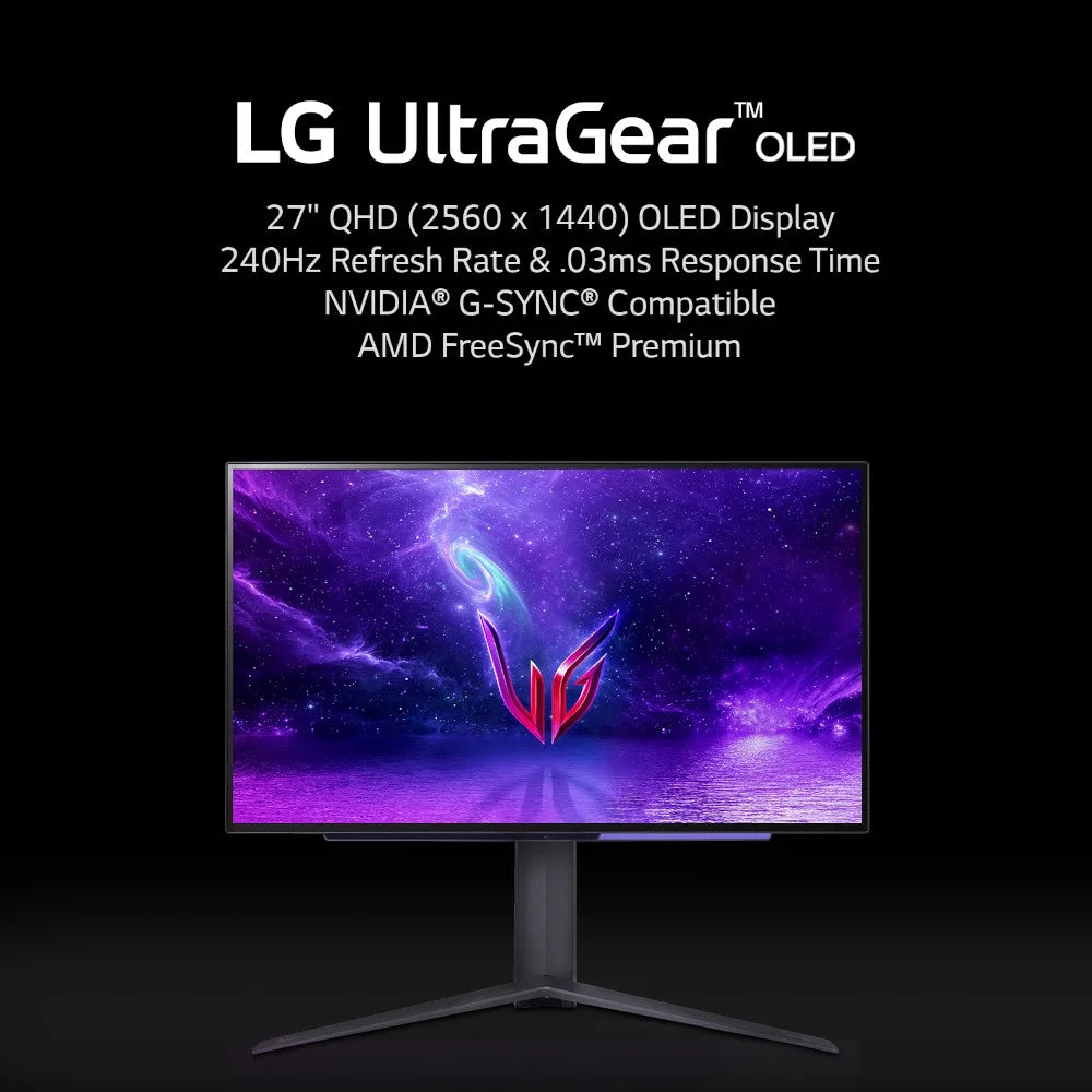 LG 27" UltraGear OLED Gaming Monitor QHD 240Hz 0.03ms - 27GR95QE-B F370629