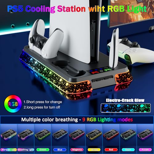 PS5 Stand and Cooling Station with LED Controller Charger for PlayStation 5 X4200
