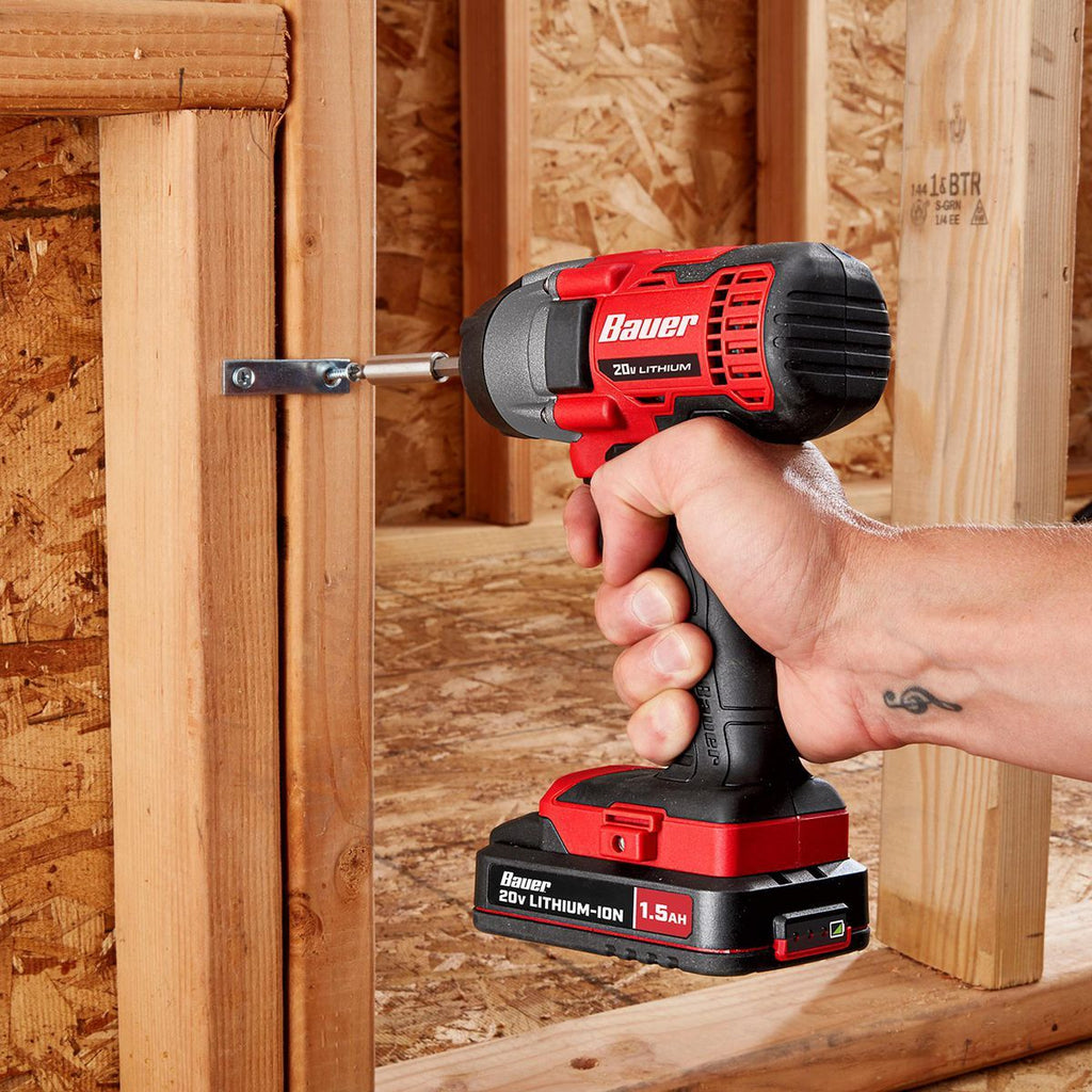 BAUER 20V Cordless Drill and Impact Driver Kit with 1.5 Ah Batteries and Charger S127969