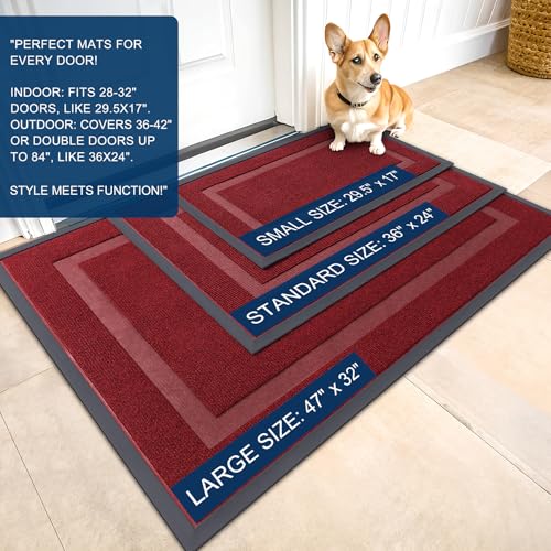 OLANLY Front Door Mat Indoor Outdoor Entrance, Waterproof, 36x24, Black P2970