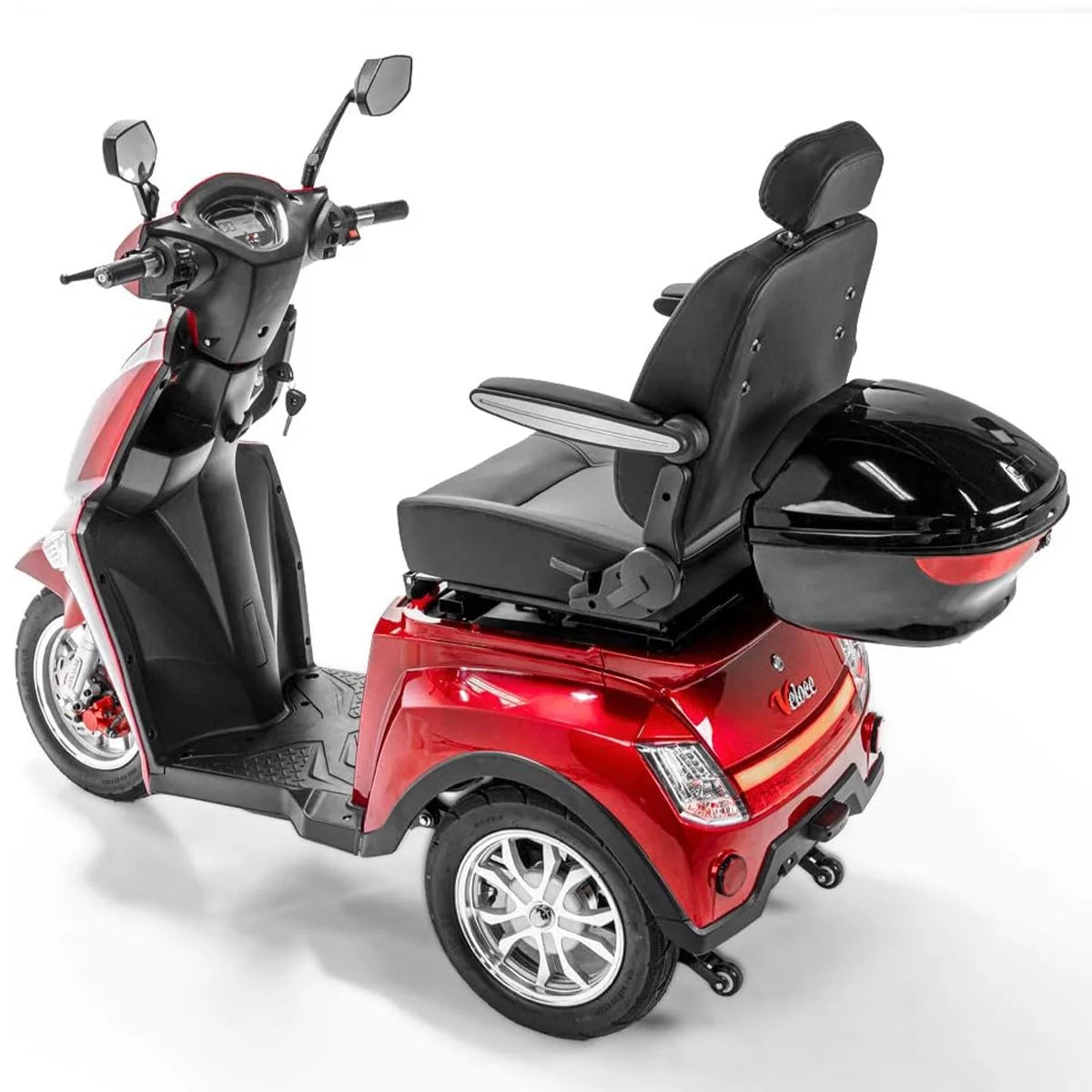 Veloce Long Range 3 Wheel Mobility Scooter, 300 lb Capacity, Red A48298