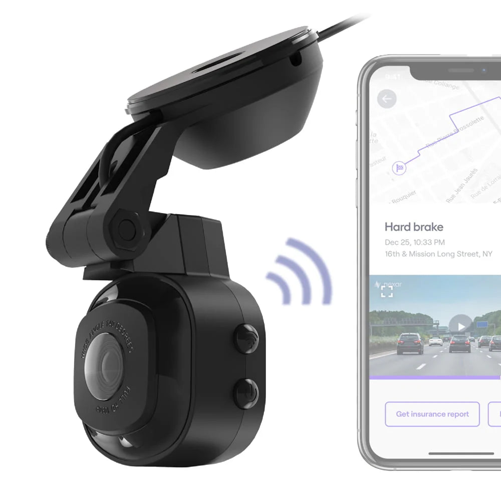 Scosche NEXC11032W-SP1 Full HD Smart Windshield Mount Car Dash Cam Powered by Nexar Black