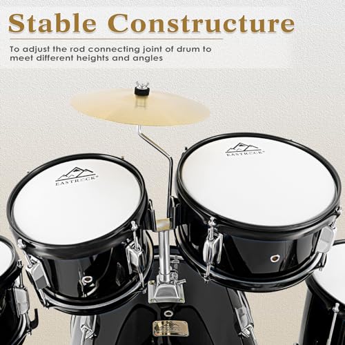 EASTROCK Kids Drum Set 5-Piece 16 Inches Junior Drum Kit with Throne, Cymbal, Pedal & Sticks U617814