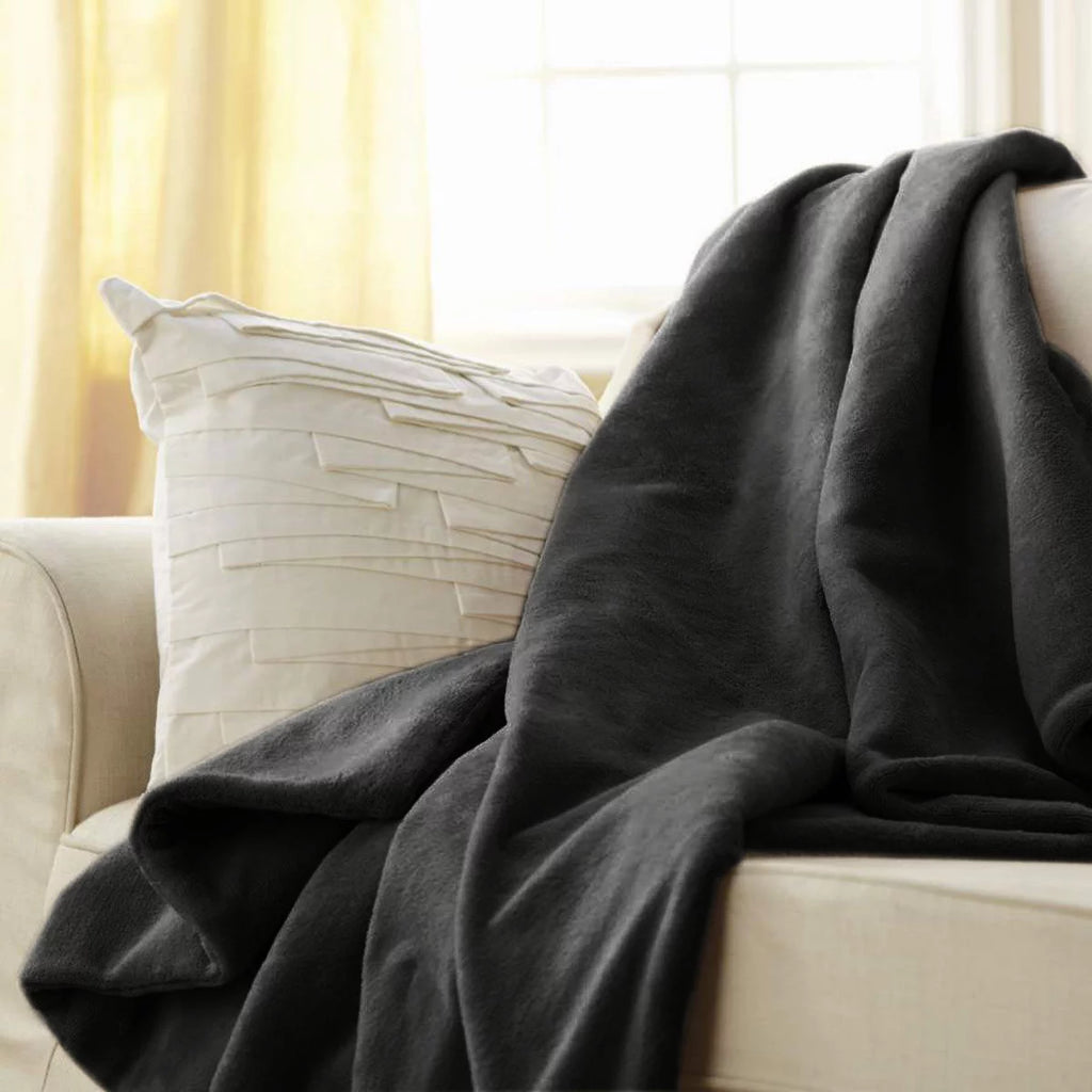 Sunbeam Electric Heated Velvet Plush Throw Blanket Charcoal Gray U1719