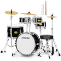 AODSK 5-Piece Kid Drum Set with Cymbal, Hi-Hat & Pedal, Black V3743