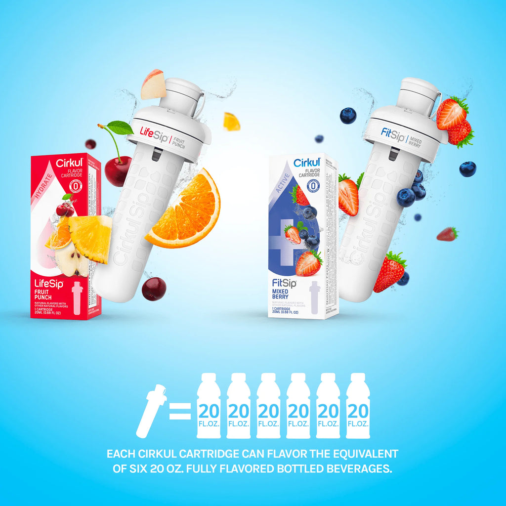 Cirkul 22oz Plastic Water Bottle Starter Kit with 2 Flavor Cartridges H11856