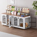 Double Dog Crate Furniture for 2 Dogs, 63" Indoor Wooden Dog Kennel for Medium Dogs with Divider, Wheels, Storage, Heavy-Duty Modern Decorative Dog Crate as TV Stand or End Table