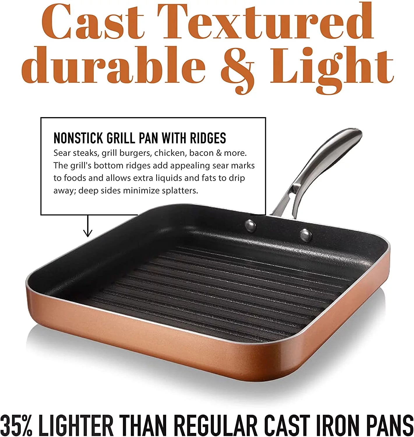 Gotham Steel Nonstick Grill Pan 10.5 Inch C831
