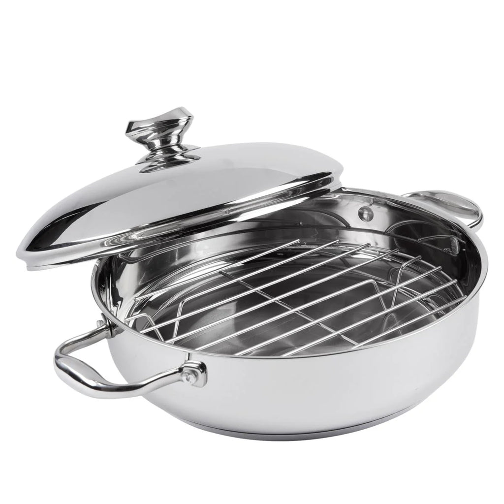 Wolfgang Puck 11" Stainless Steel Sauteuse Pan and Roasting Rack Open Box