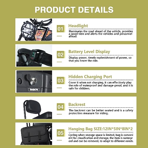 Oryxearth 36V Battery Powered Mini Electric Bike for Kids Ages 13+ L41264