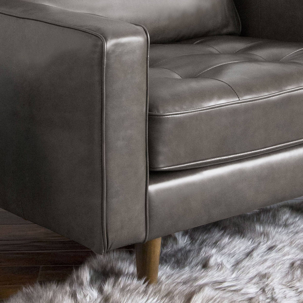 Abbyson Holloway Mid-Century Modern Top-Grain Leather Armchair Camel U229789