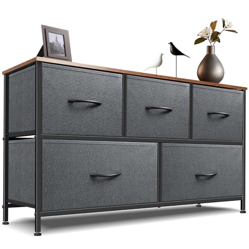 9 Drawer Dresser for Bedroom, Charcoal Black Fabric Storage Chest K84969