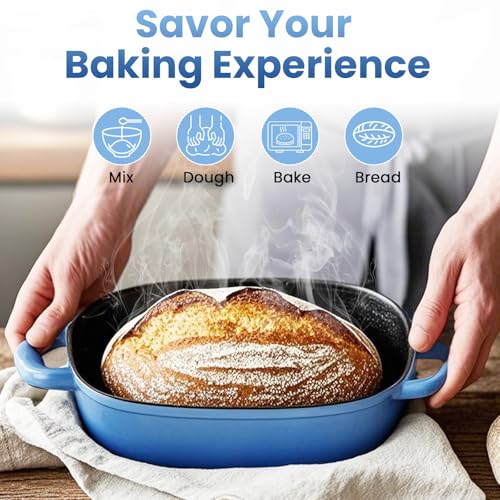 Cast Iron Dutch Bread Oven with Lid for Sourdough Baking, 2.5QT, Blue Oval C117511