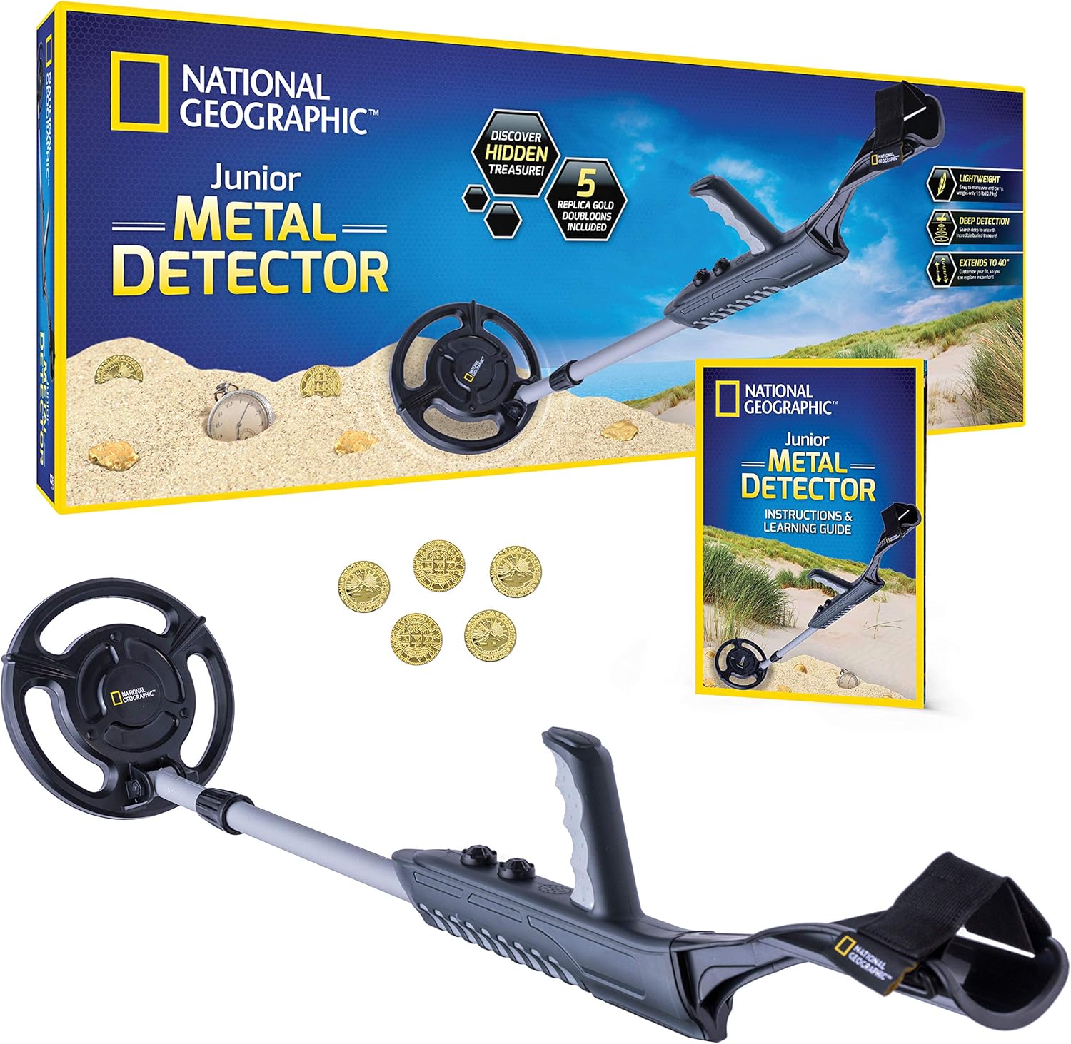 NATIONAL GEOGRAPHIC Junior Metal Detector for Kids with Waterproof Dual Coil A356