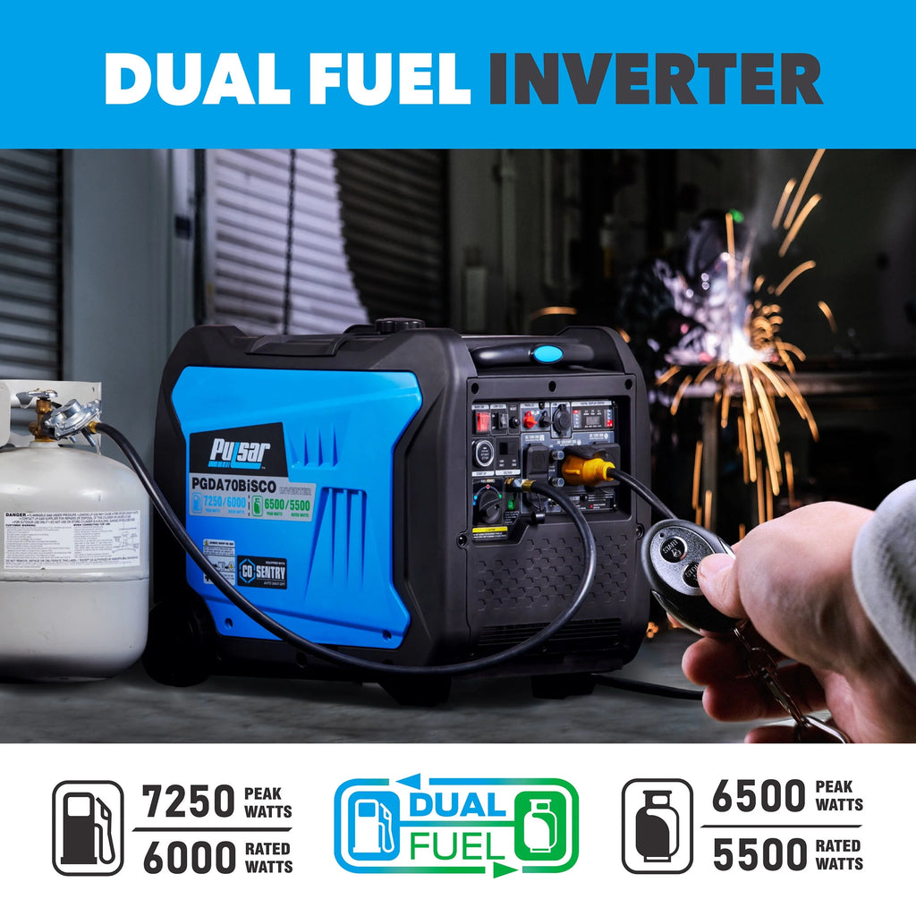 Pulsar 7,250 Watt Dual Fuel Inverter Generator with Remote Start Z9256