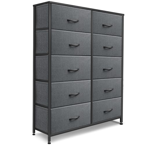 9 Drawer Dresser for Bedroom, Charcoal Black Fabric Storage Chest K84969