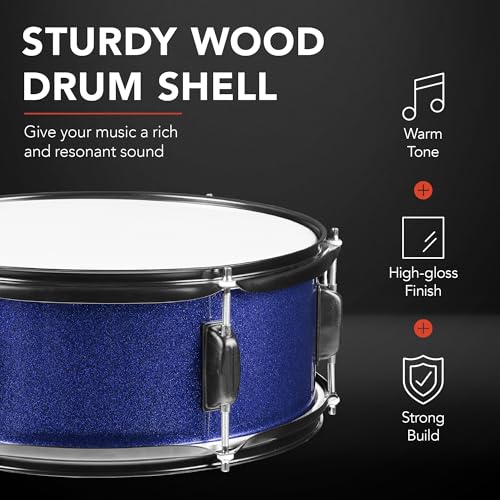 Best Choice Products 5-Piece Full Size Adult Drum Set with Cymbal Stands, Stool, Pedal, Sticks - Dark Blue Sparkle D34023