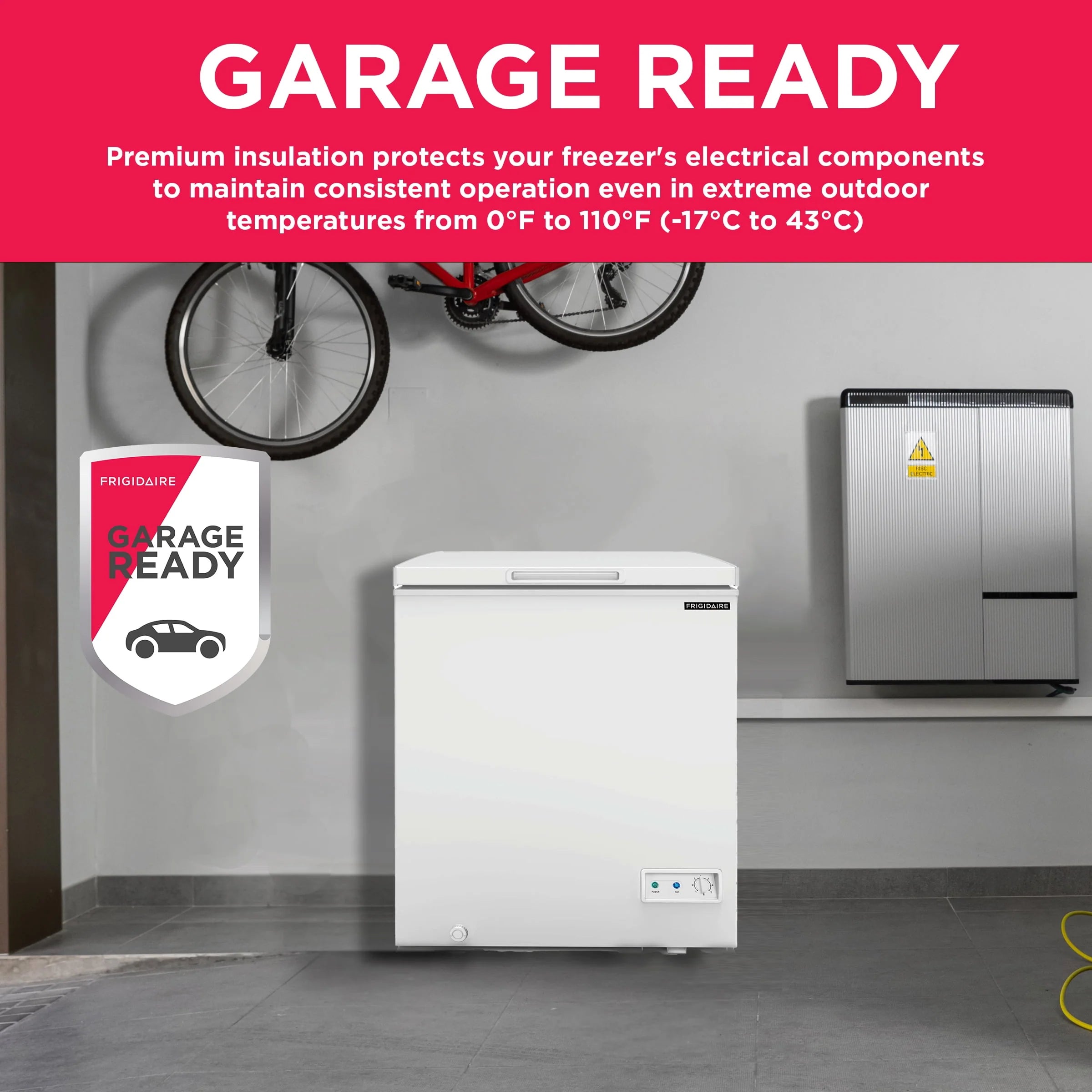 Frigidaire 5.0 Cu. ft. Chest Freezer, Garage Ready, White D9145