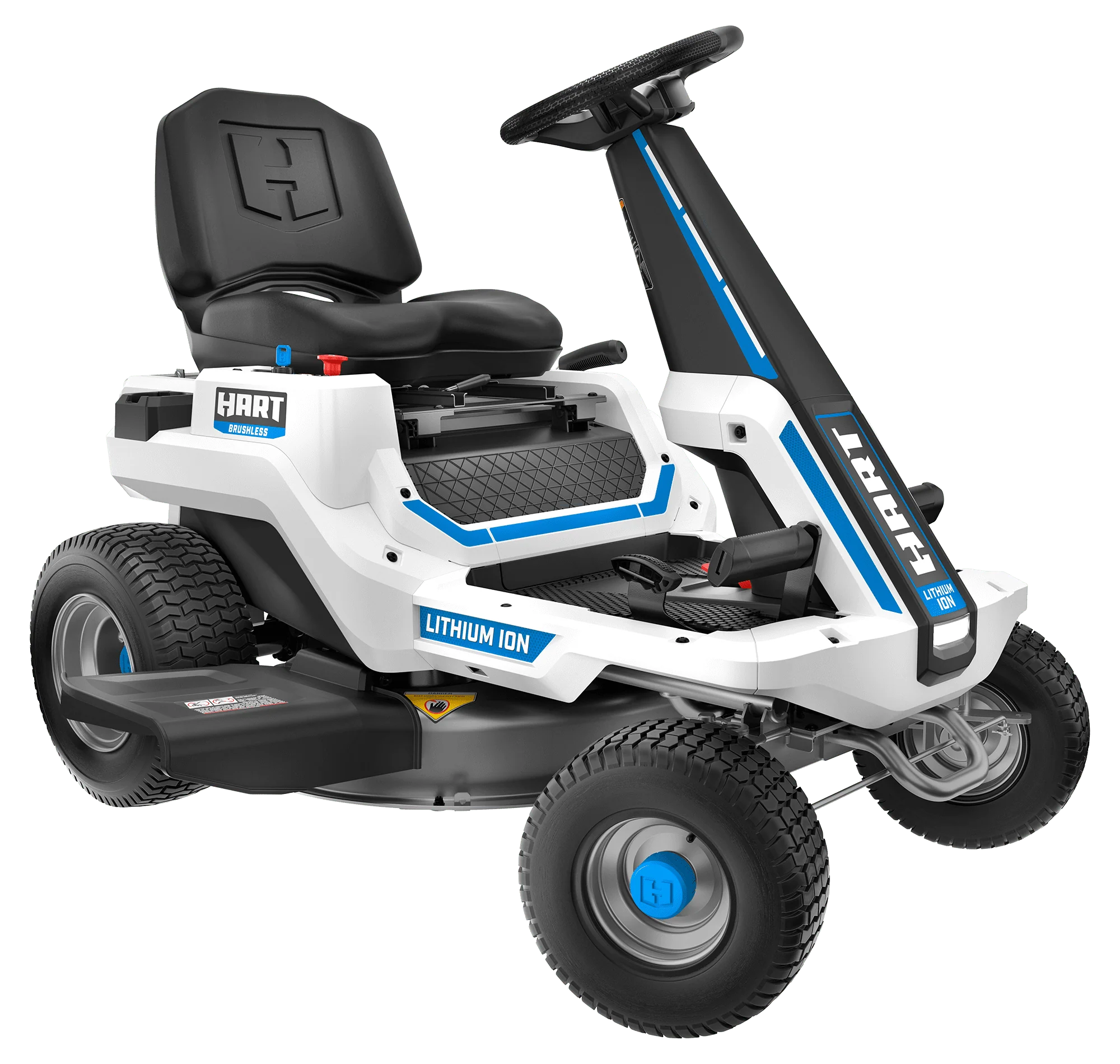 HART 80-Volt 30-inch Lithium-Ion Riding Lawn Mower Kit with Super Charger D621388