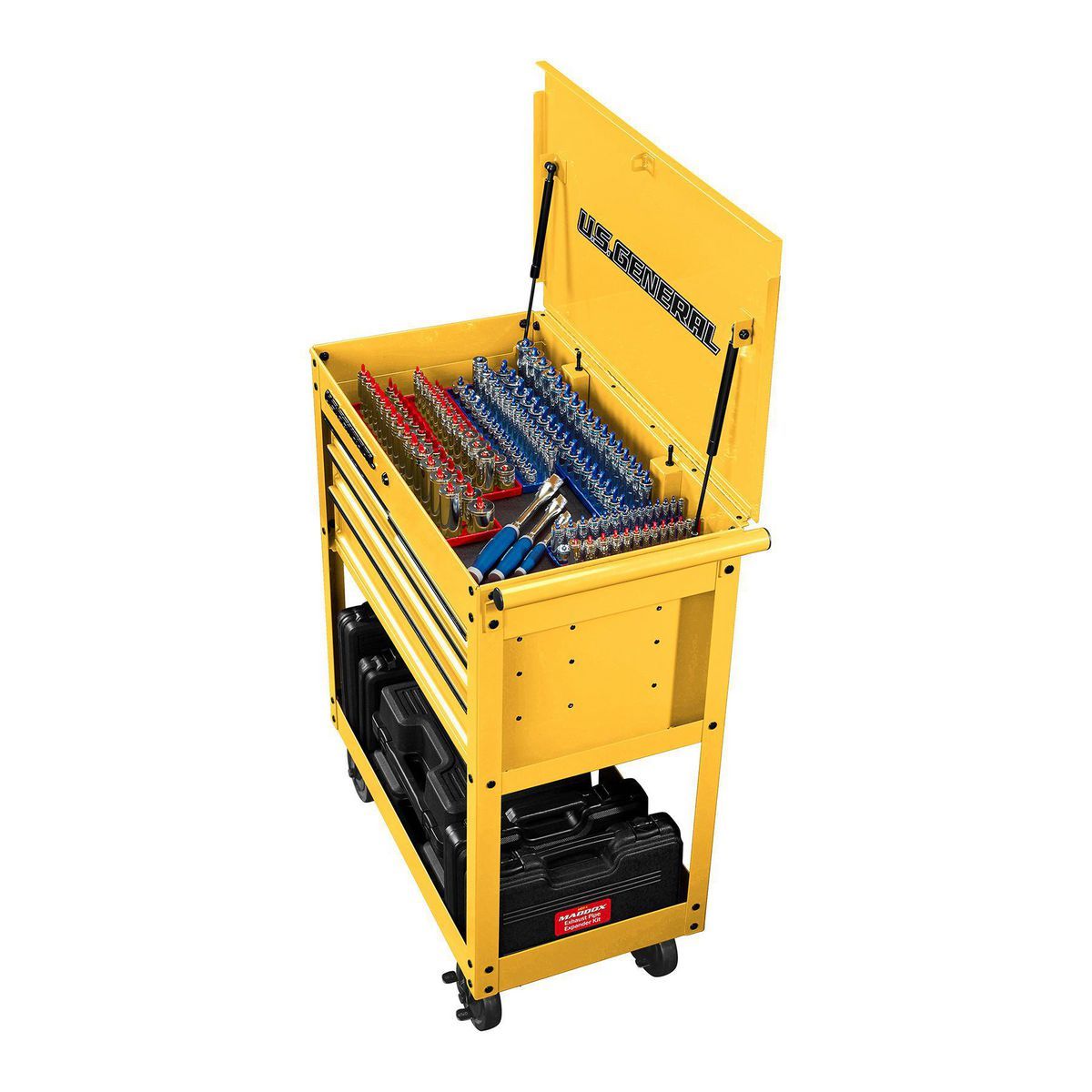 U.S. GENERAL 30 in. 4-Drawer Tech Cart, Red Y546116