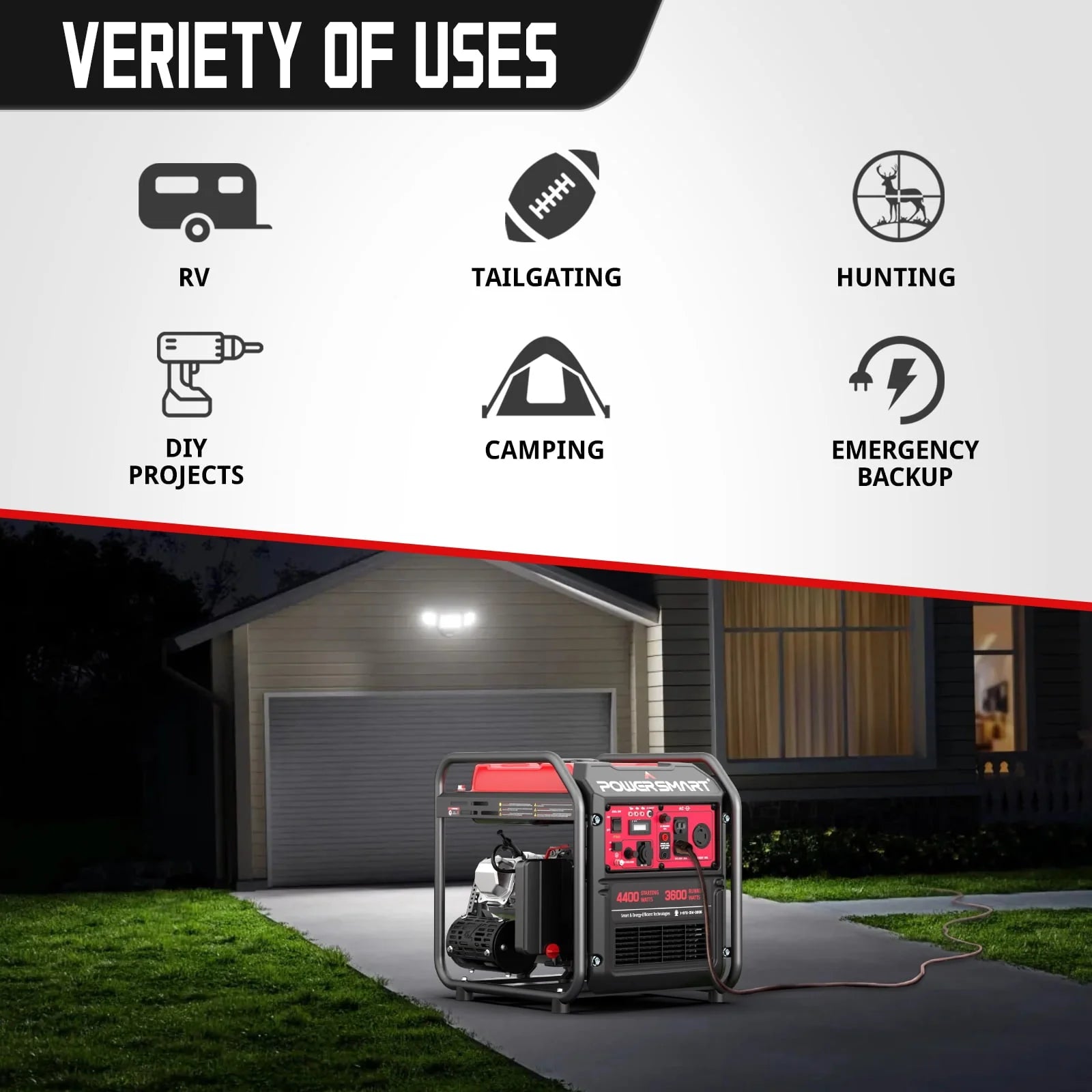 PowerSmart 4400-Watt Gas Generator for Home and Outdoor Use K7449