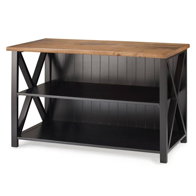 Pemberly Row 52x22 Solid Wood Farmhouse Storage Console-Reclaimed Barnwood/Black