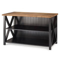 Pemberly Row 52x22 Solid Wood Farmhouse Storage Console-Reclaimed Barnwood/Black