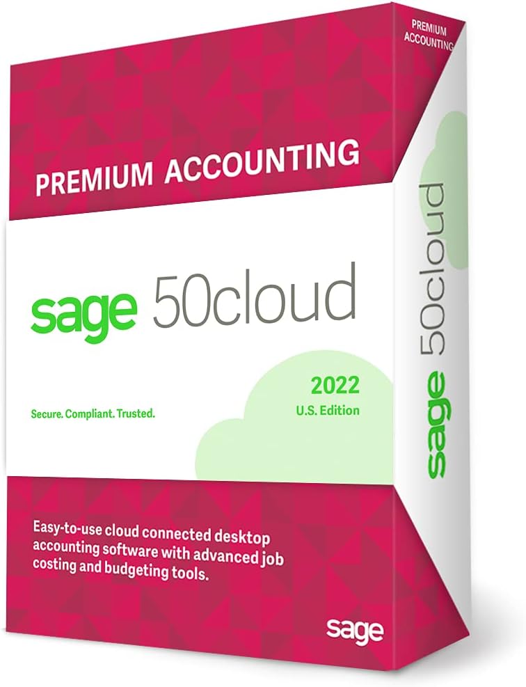 Sage 50cloud Premium Accounting 2022 U.S. 2-User One Year Subscription V99278