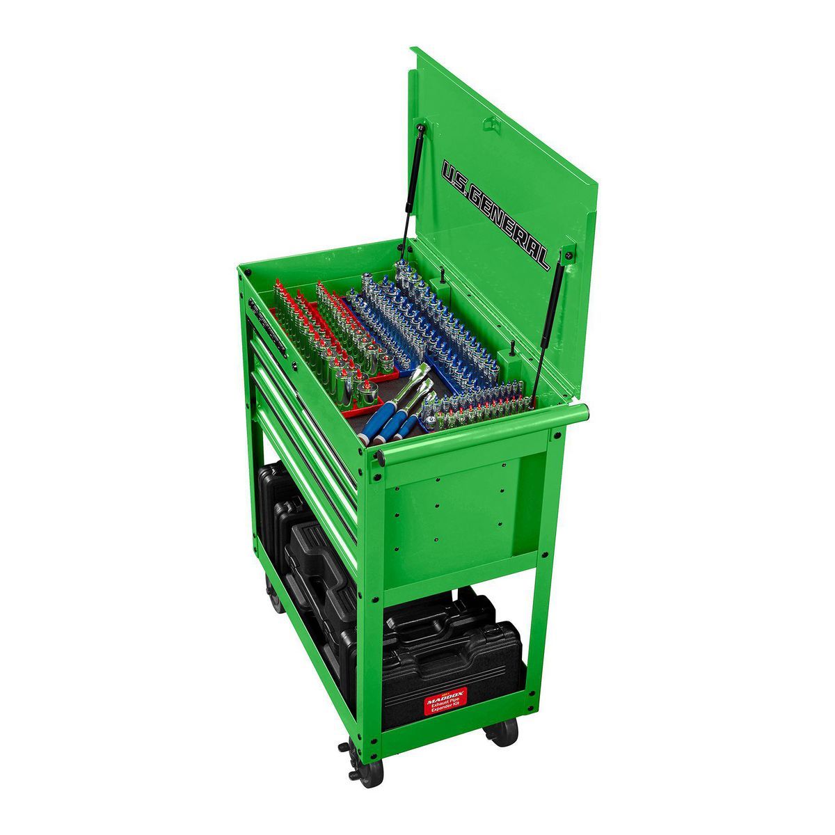 U.S. GENERAL 30 in. 4-Drawer Tech Cart, Red Y546116