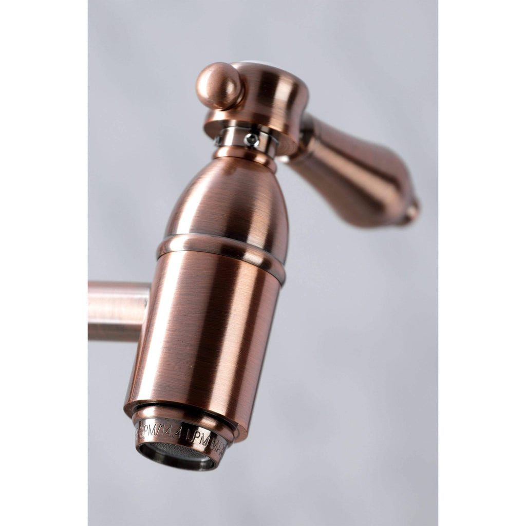Kingston Brass Heirloom Wall Mount Pot Filler Kitchen Faucet Antique Copper B590