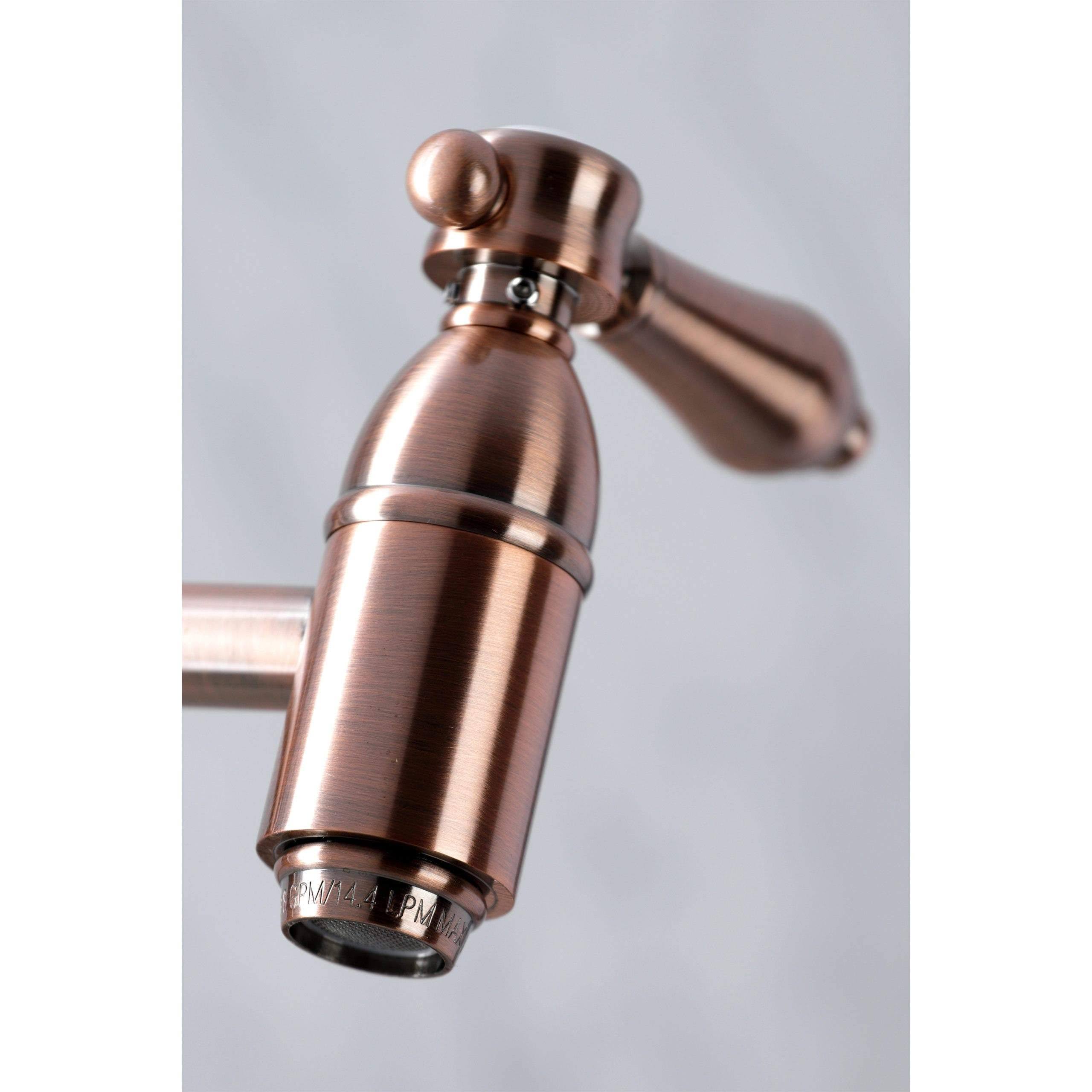Kingston Brass Heirloom Wall Mount Pot Filler Kitchen Faucet Antique Copper B590